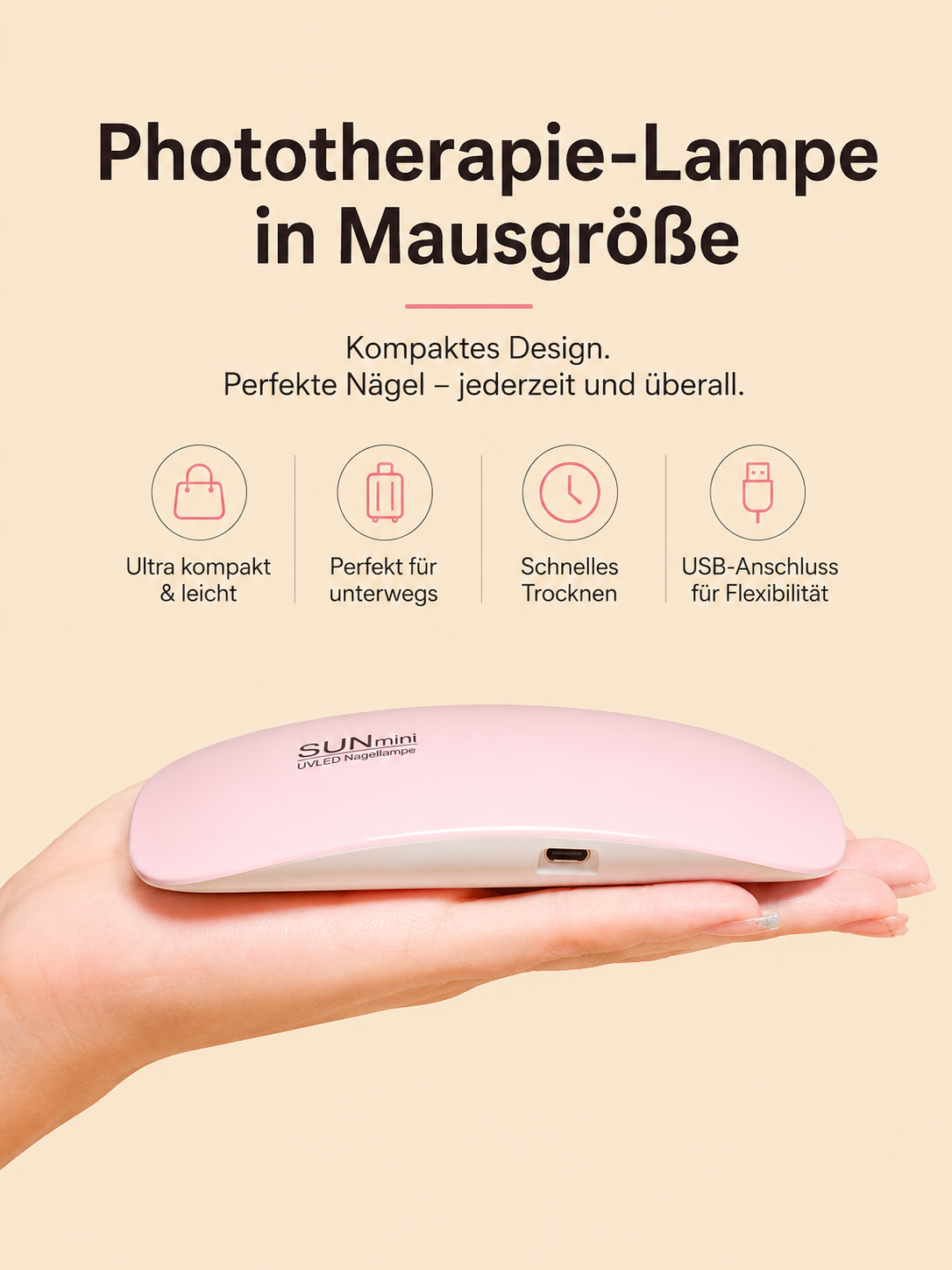 💅 GlowDry Mini UV Nagellampe - Schnelles & professionelles Trocknen für perfekte Gel-Nägel