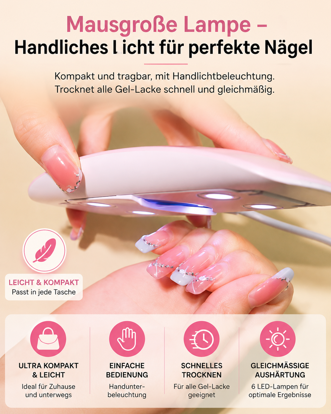 💅 GlowDry Mini UV Nagellampe - Schnelles & professionelles Trocknen für perfekte Gel-Nägel