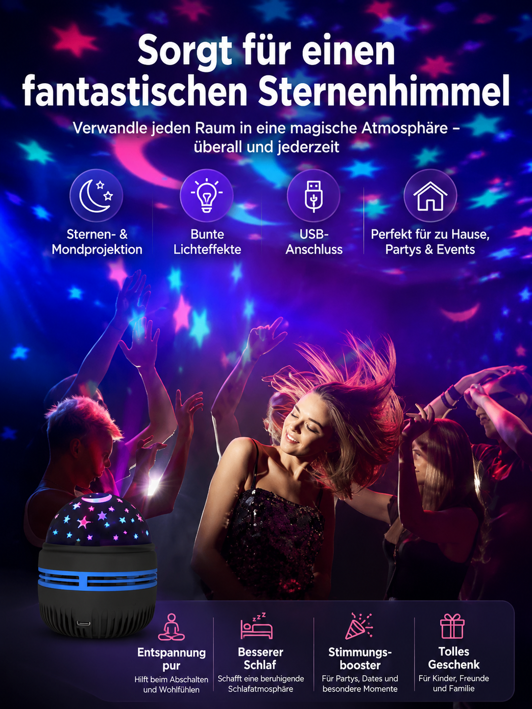 🌌 GalaxyGlow LED Sternenprojektor - Verwandle dein Zimmer in einen magischen Sternenhimmel