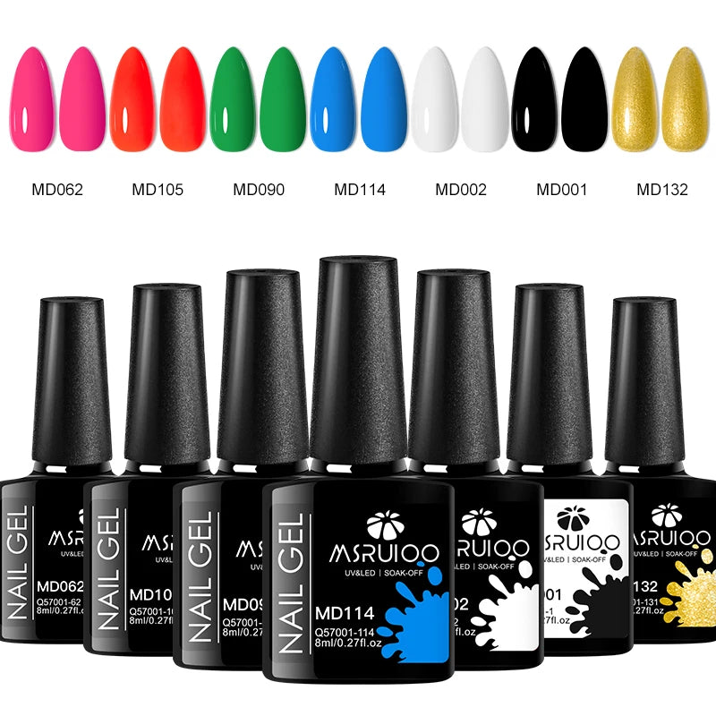 7-teiliges Nagel-Gel-Nagellack-Set, DIY-Nagelkunst-Design, alles für Dekoration, Soak Off UV-Gel, langlebiges Maniküre-Malgel, Vernis-Kits