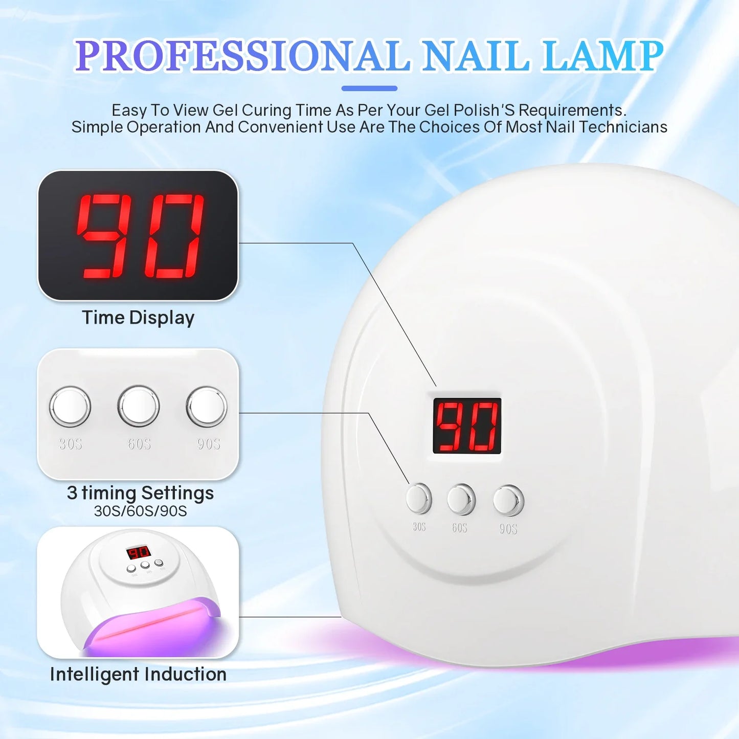 72 W UV-LED-Nagellampe, 24 LEDs, Nageltrockner mit Infrarot-Sensor, schnell trocknende Maniküre-Lampe, UV-Kabine für Nagelstudio-Nagelkunstwerkzeuge