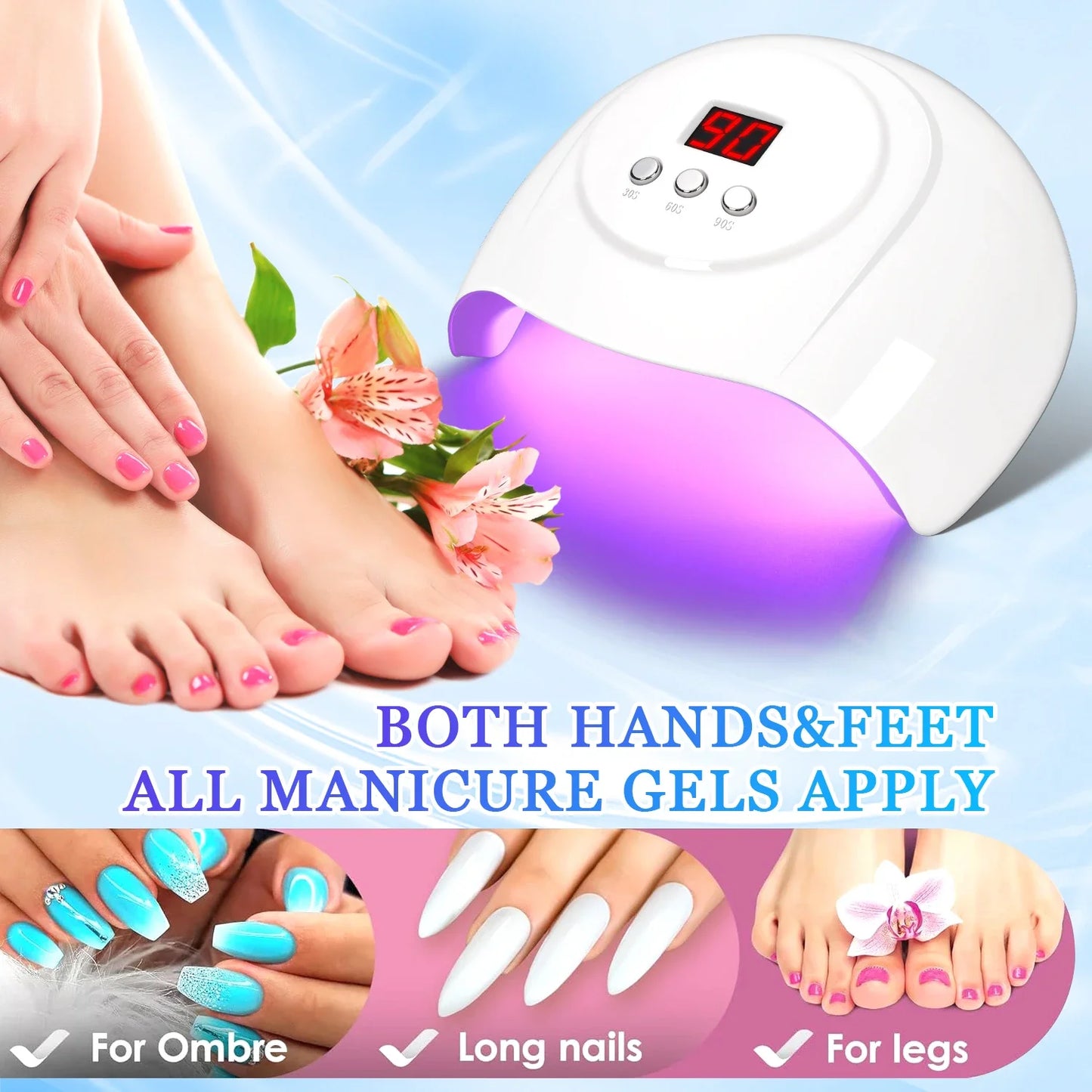 72 W UV-LED-Nagellampe, 24 LEDs, Nageltrockner mit Infrarot-Sensor, schnell trocknende Maniküre-Lampe, UV-Kabine für Nagelstudio-Nagelkunstwerkzeuge