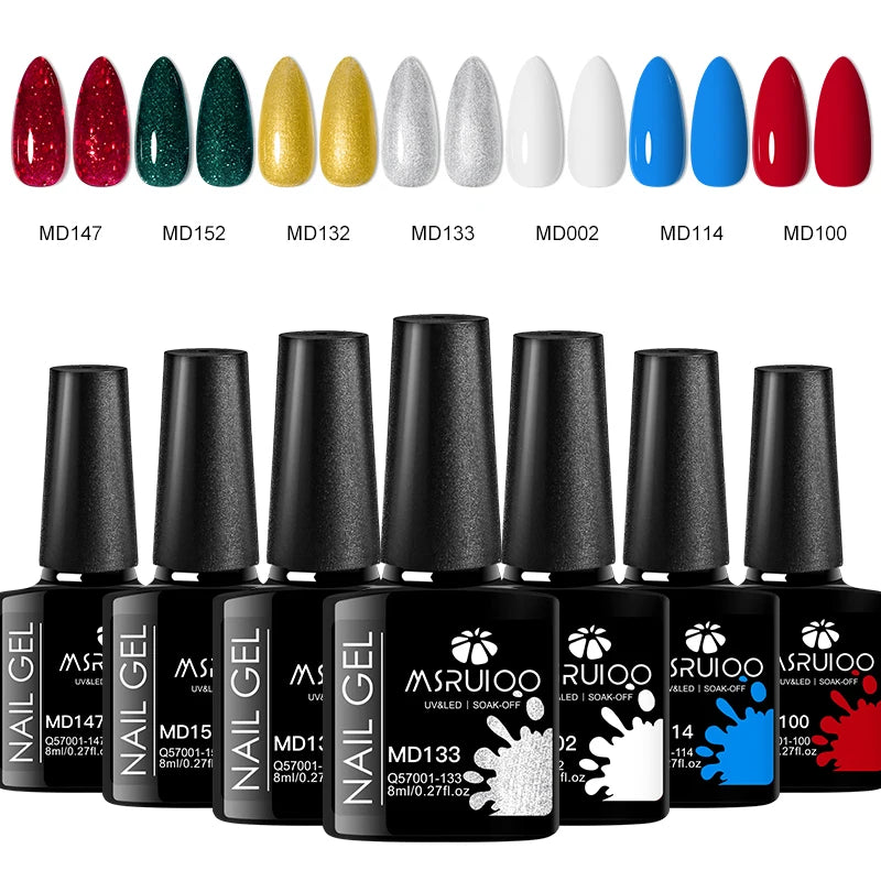 7-teiliges Nagel-Gel-Nagellack-Set, DIY-Nagelkunst-Design, alles für Dekoration, Soak Off UV-Gel, langlebiges Maniküre-Malgel, Vernis-Kits