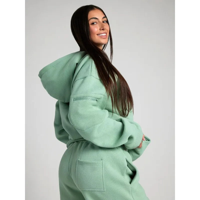 2025 Fitness Workout Outfits Autumn Winter Women Man Tracksuit Sport Pocket Sweatshirt Hoodies Sweatpants 2 Two Piece Set Lover