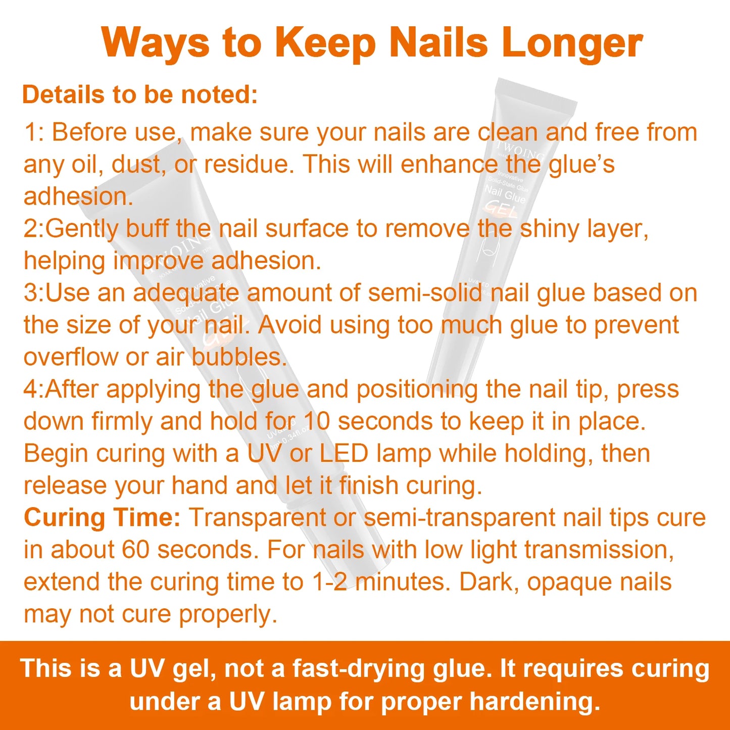 Fester Nagelkleber, Nagelspitzen-Gel zum Aufdrücken der Nägel, Acryl-Nagelgel für die Maniküre-Verlängerung, selbstklebender Kleber für falsche Nägel, langlebig