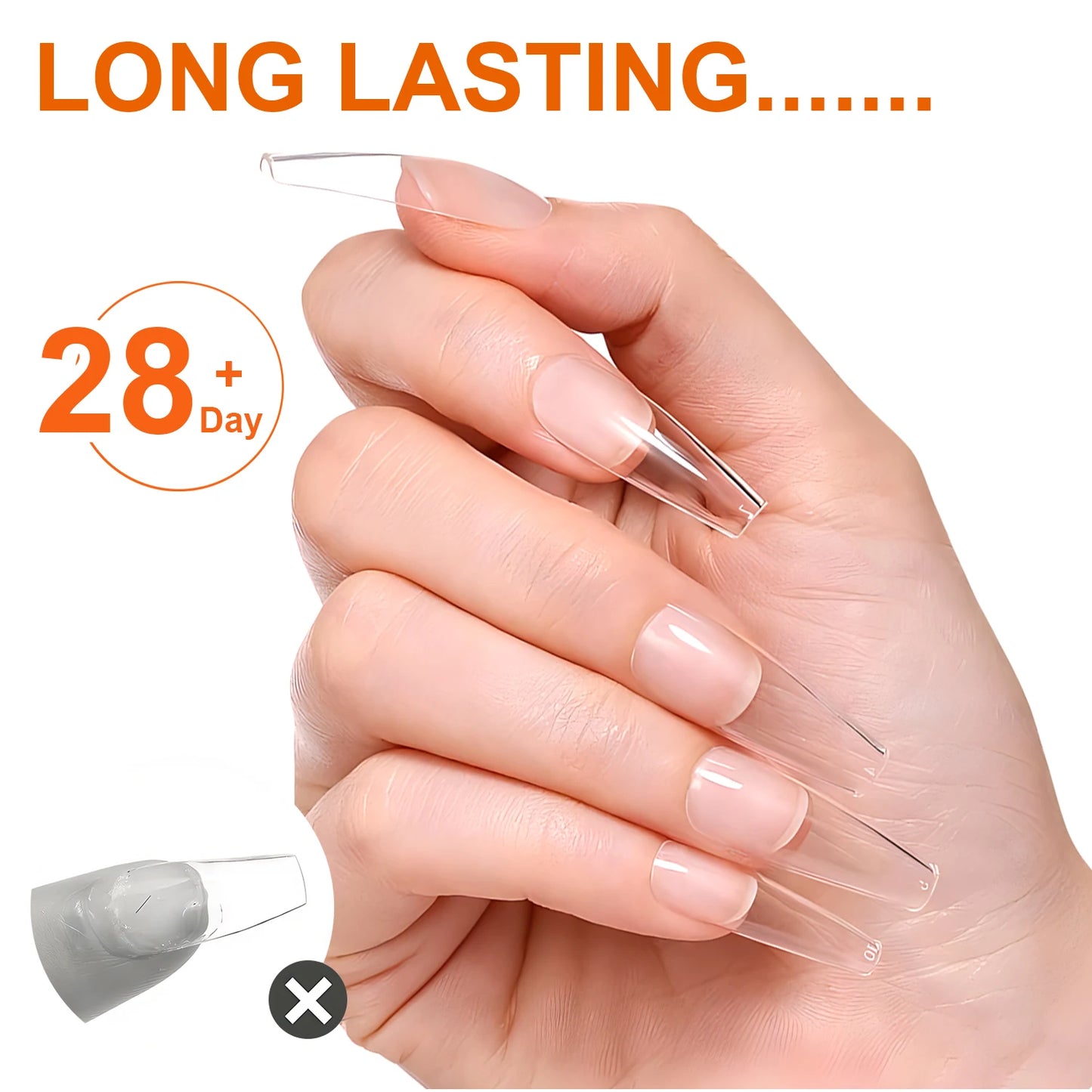 Fester Nagelkleber, Nagelspitzen-Gel zum Aufdrücken der Nägel, Acryl-Nagelgel für die Maniküre-Verlängerung, selbstklebender Kleber für falsche Nägel, langlebig